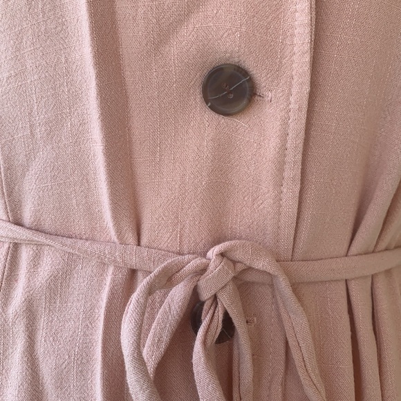 โDONATEDโPeach Blush Button Up V-neck Tie Waist Dress - Picture 10 of 15